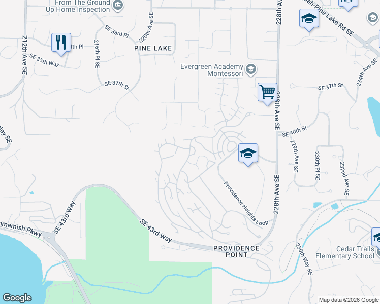 map of restaurants, bars, coffee shops, grocery stores, and more near 4010 Providence Point Drive Southeast in Issaquah