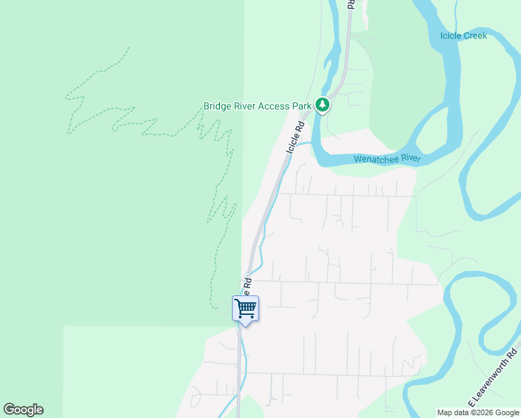 map of restaurants, bars, coffee shops, grocery stores, and more near 8541 Icicle Road in Leavenworth