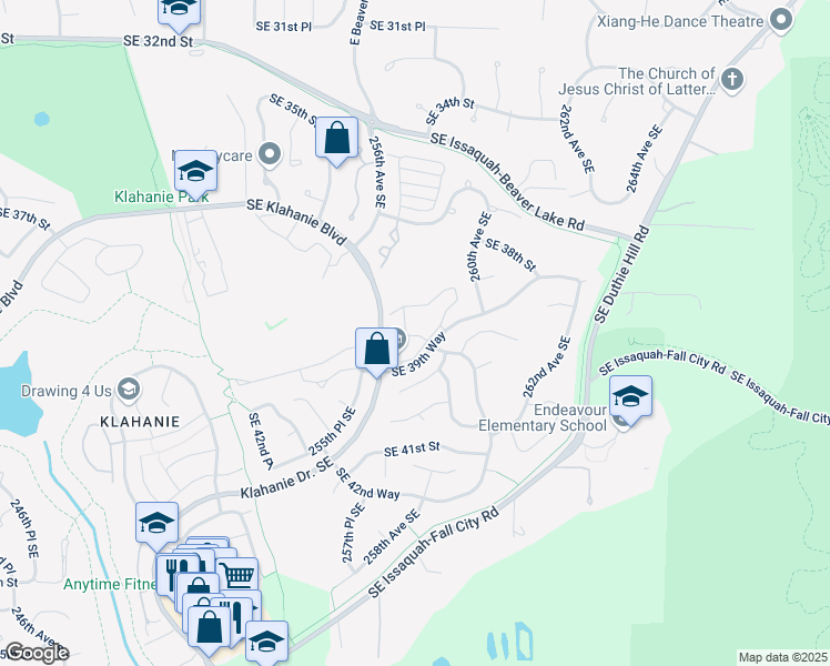 map of restaurants, bars, coffee shops, grocery stores, and more near 3850 Klahanie Drive Southeast in Issaquah