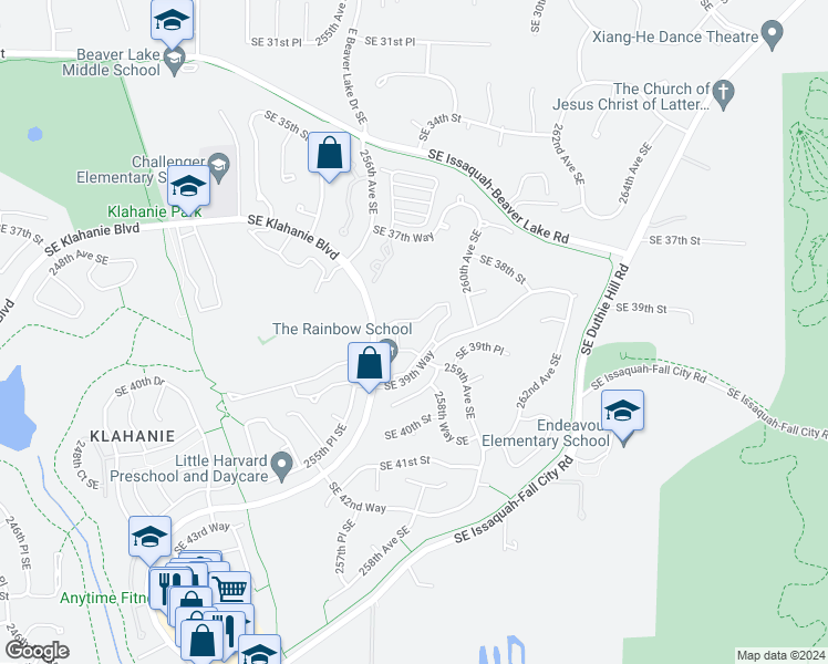 map of restaurants, bars, coffee shops, grocery stores, and more near 3850 Klahanie Drive Southeast in Issaquah