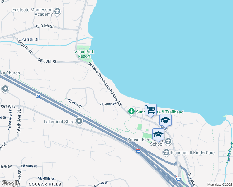 map of restaurants, bars, coffee shops, grocery stores, and more near 4030 West Lake Sammamish Parkway Southeast in Bellevue