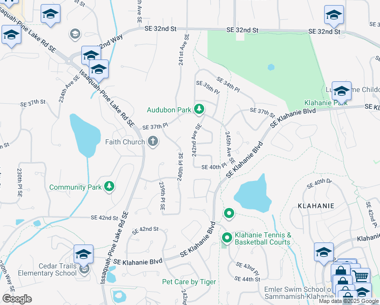 map of restaurants, bars, coffee shops, grocery stores, and more near 3917 242nd Avenue Southeast in Issaquah