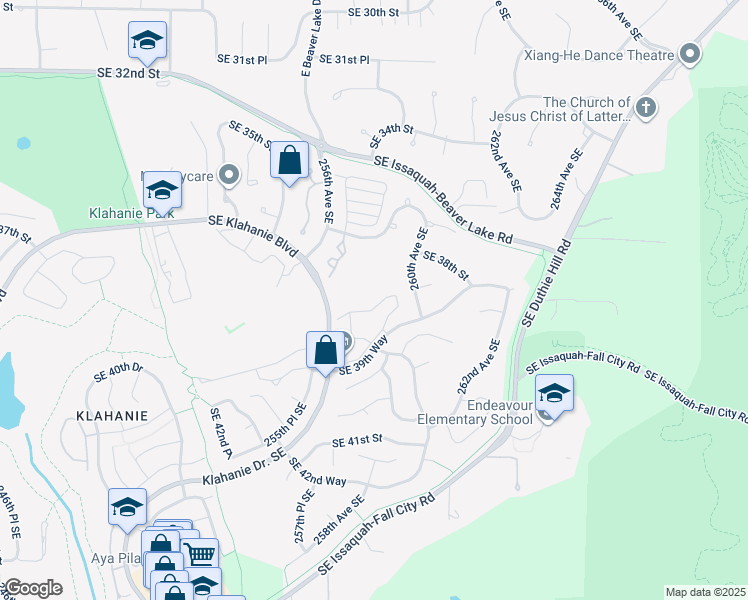 map of restaurants, bars, coffee shops, grocery stores, and more near 3850 Klahanie Drive Southeast in Issaquah