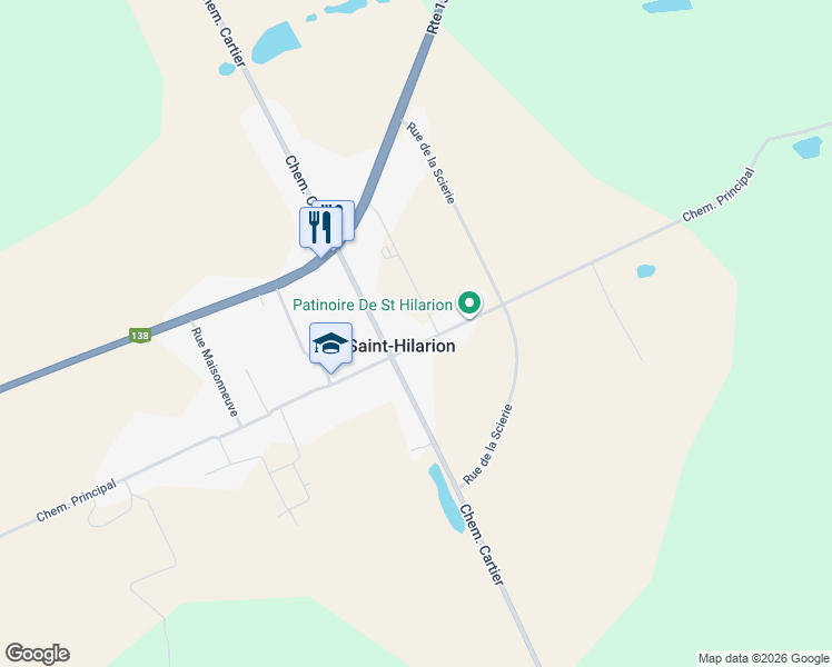 map of restaurants, bars, coffee shops, grocery stores, and more near 295 Chemin Principal in Saint-Hilarion
