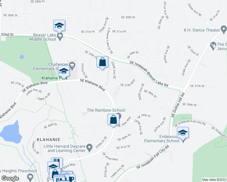 map of restaurants, bars, coffee shops, grocery stores, and more near 3731 257th Avenue Southeast in Issaquah