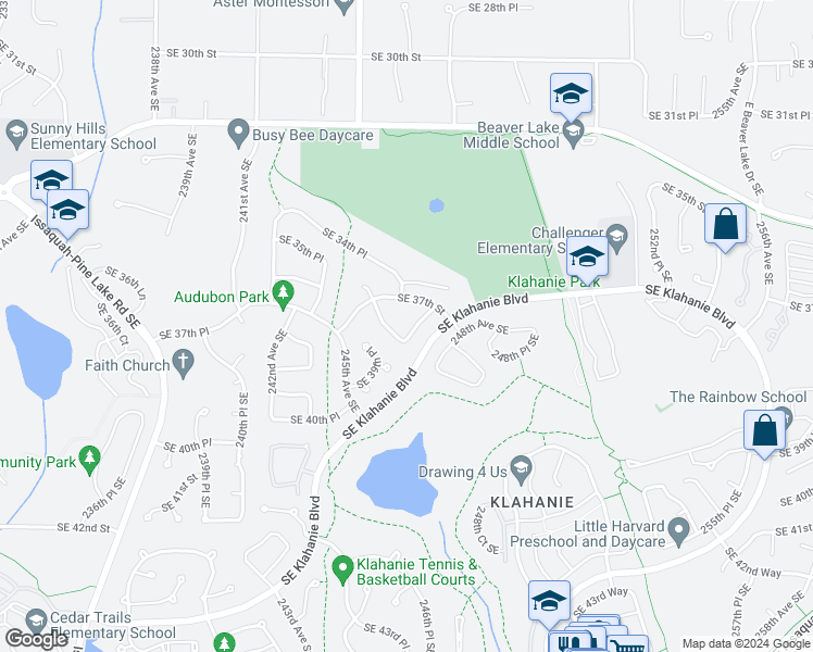 map of restaurants, bars, coffee shops, grocery stores, and more near 3737 247th Avenue Southeast in Issaquah