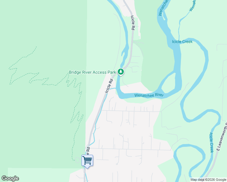 map of restaurants, bars, coffee shops, grocery stores, and more near 8725 Icicle Road in Leavenworth
