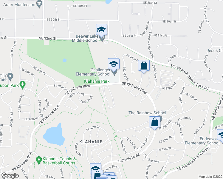map of restaurants, bars, coffee shops, grocery stores, and more near 25025 Southeast Klahanie Boulevard in Issaquah