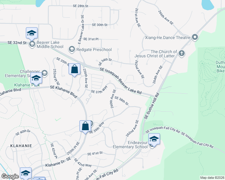 map of restaurants, bars, coffee shops, grocery stores, and more near 3803 260th Avenue Southeast in Issaquah