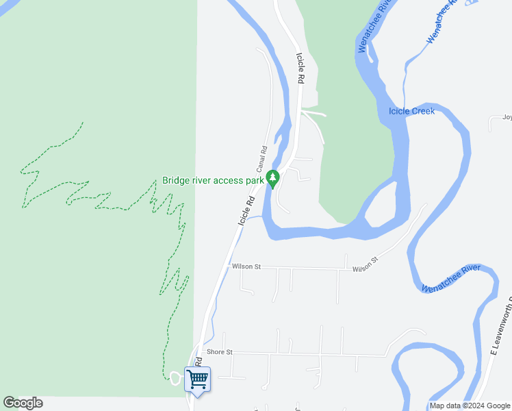 map of restaurants, bars, coffee shops, grocery stores, and more near 8725 Icicle Road in Leavenworth