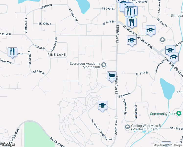 map of restaurants, bars, coffee shops, grocery stores, and more near 22413 Southeast 36th Lane in Issaquah