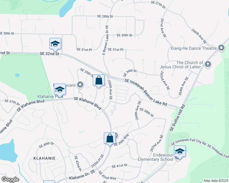 map of restaurants, bars, coffee shops, grocery stores, and more near 3527 257th Avenue Southeast in Issaquah