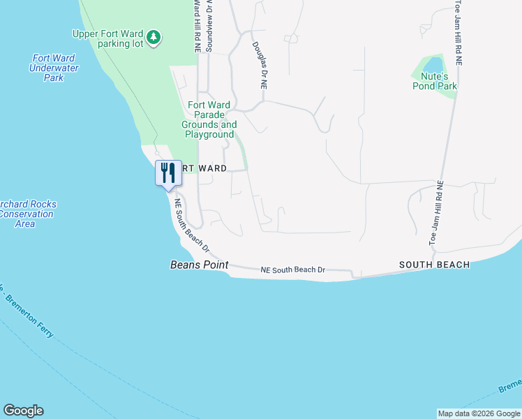 map of restaurants, bars, coffee shops, grocery stores, and more near 1568 Park View Drive Northeast in Bainbridge Island