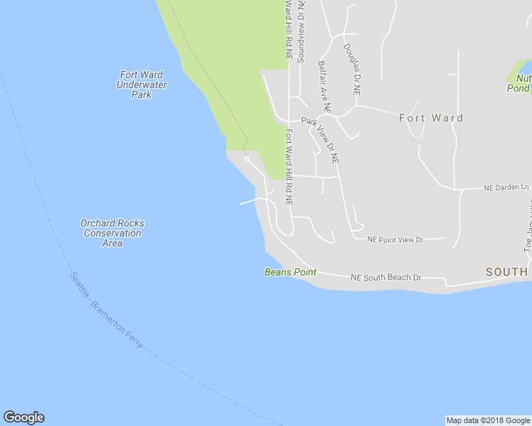 map of restaurants, bars, coffee shops, grocery stores, and more near 9551 Northeast South Beach Drive in Bainbridge Island