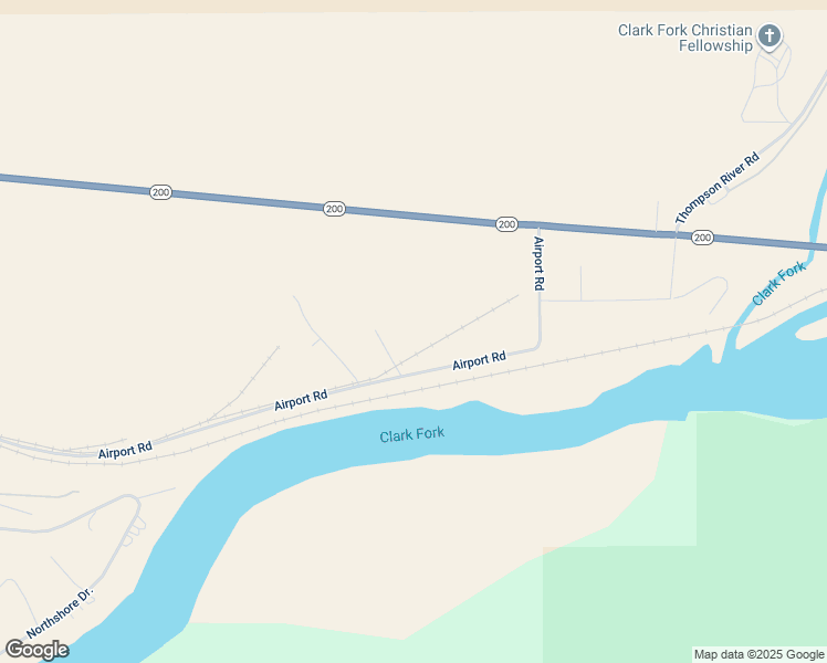 map of restaurants, bars, coffee shops, grocery stores, and more near 249 Airport Road in Thompson Falls