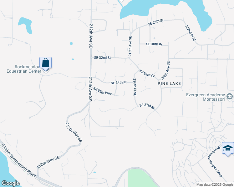 map of restaurants, bars, coffee shops, grocery stores, and more near 21410 Southeast 35th Way in Sammamish