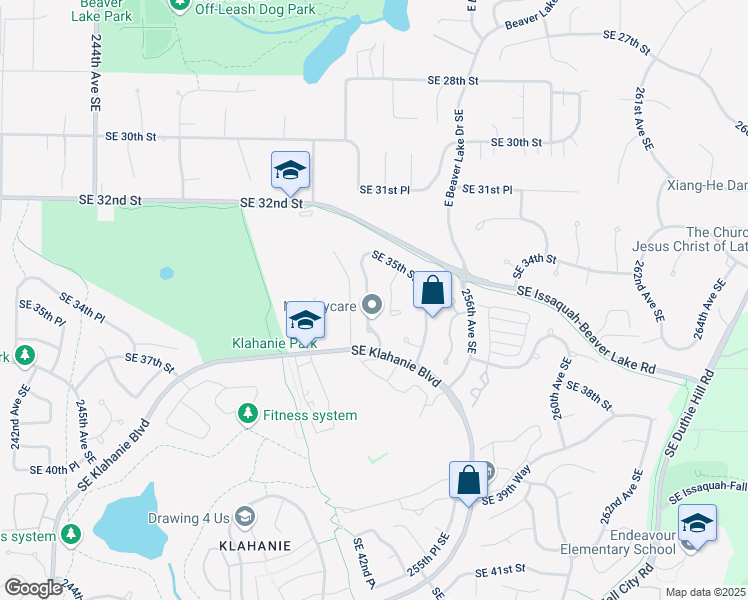 map of restaurants, bars, coffee shops, grocery stores, and more near 3522 252nd Place Southeast in Issaquah
