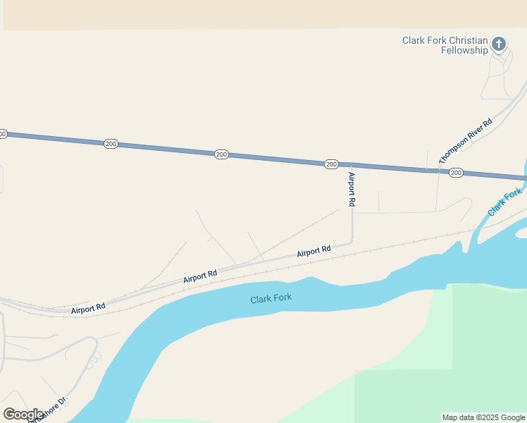 map of restaurants, bars, coffee shops, grocery stores, and more near 249 Airport Road in Thompson Falls