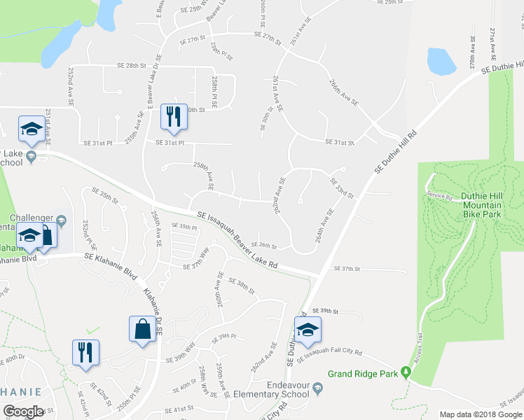 map of restaurants, bars, coffee shops, grocery stores, and more near 26101 Southeast 34th Street in Issaquah