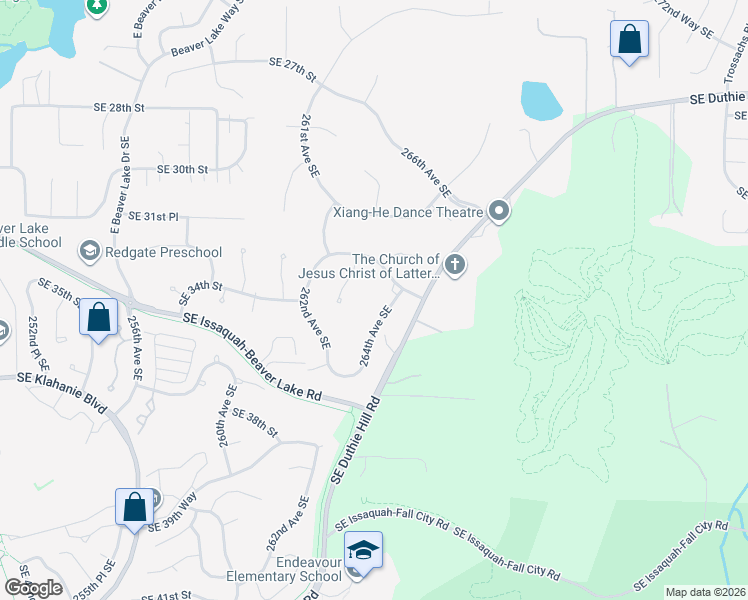 map of restaurants, bars, coffee shops, grocery stores, and more near 3401 264th Avenue Southeast in Sammamish