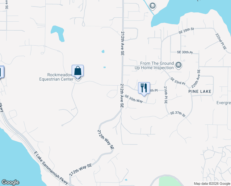map of restaurants, bars, coffee shops, grocery stores, and more near 3513 211th Place Southeast in Sammamish