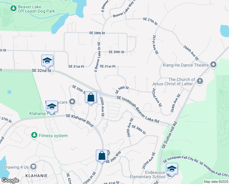 map of restaurants, bars, coffee shops, grocery stores, and more near 3351 257th Court Southeast in Issaquah