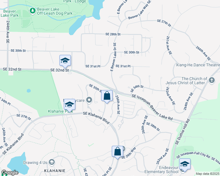map of restaurants, bars, coffee shops, grocery stores, and more near 25744 Southeast 32nd Street in Sammamish