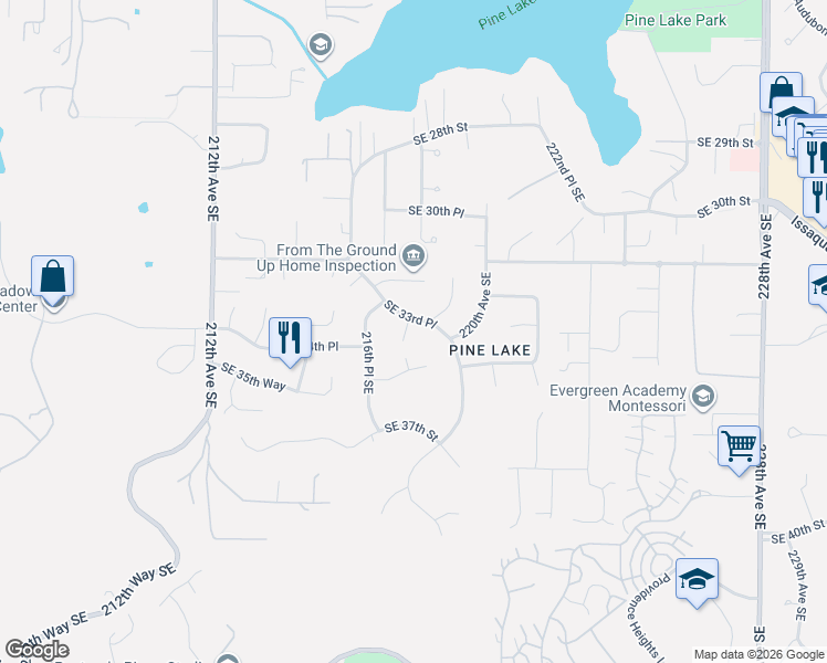 map of restaurants, bars, coffee shops, grocery stores, and more near 3306 217th Place Southeast in Sammamish