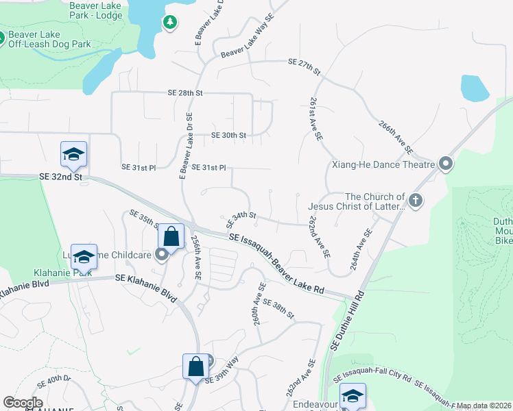 map of restaurants, bars, coffee shops, grocery stores, and more near 3324 258th Avenue Southeast in Sammamish