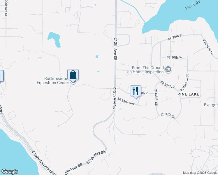 map of restaurants, bars, coffee shops, grocery stores, and more near 3219 212th Avenue Southeast in Sammamish