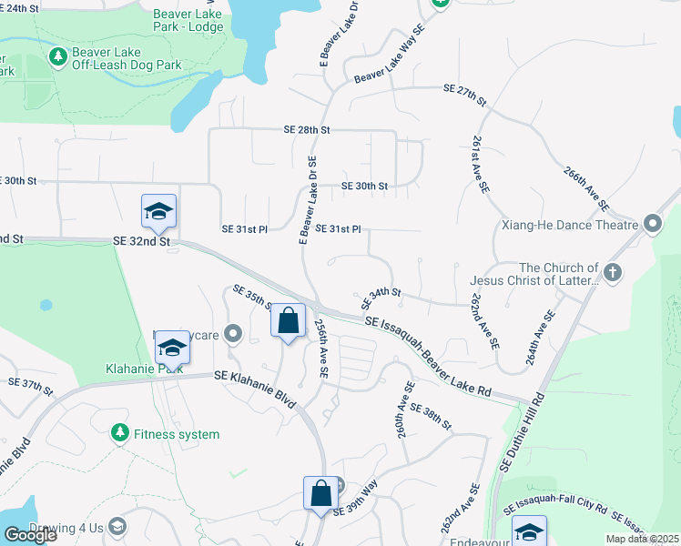 map of restaurants, bars, coffee shops, grocery stores, and more near 25735 Southeast 32nd Place in Sammamish