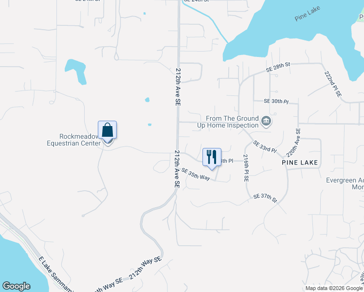 map of restaurants, bars, coffee shops, grocery stores, and more near 3365 212th Court Southeast in Sammamish