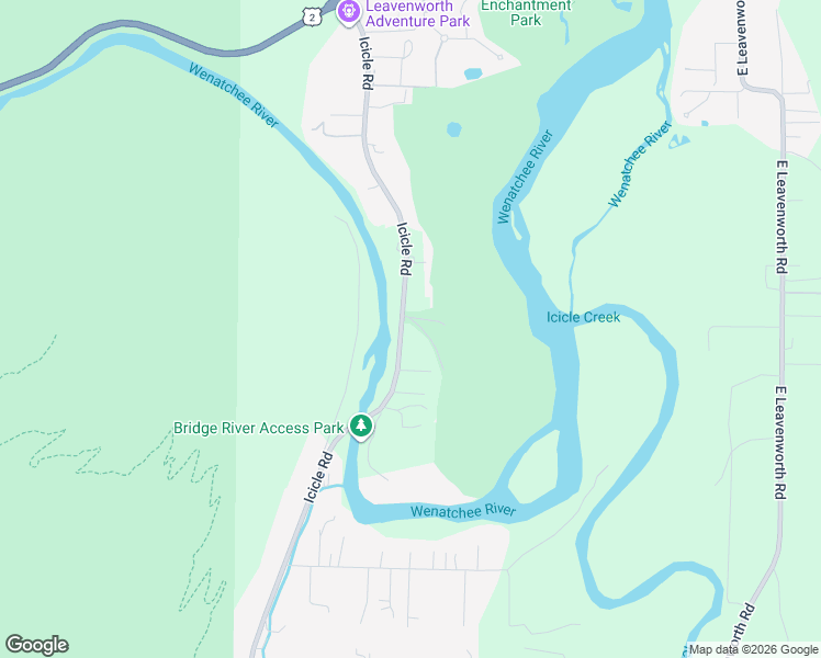 map of restaurants, bars, coffee shops, grocery stores, and more near 8949 Icicle Road in Leavenworth