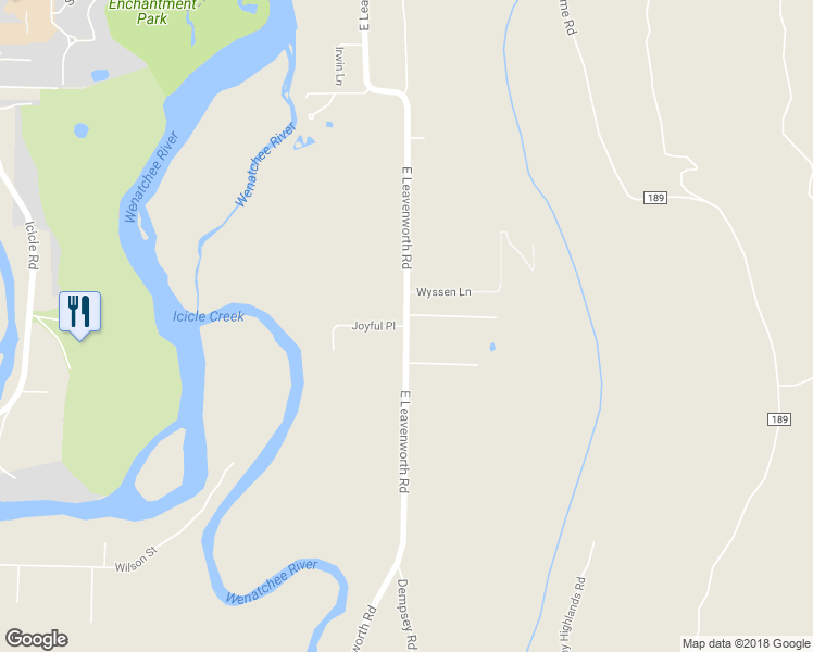 map of restaurants, bars, coffee shops, grocery stores, and more near East Leavenworth Road in Leavenworth