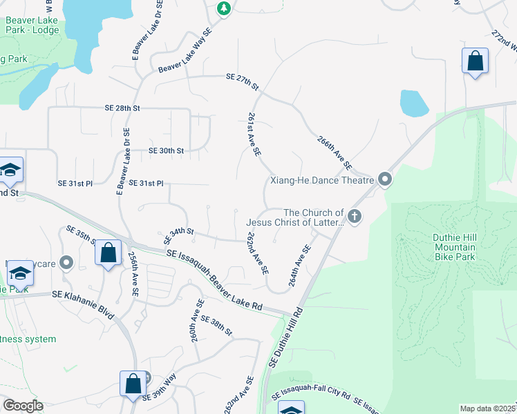 map of restaurants, bars, coffee shops, grocery stores, and more near 3307 262nd Avenue Southeast in Sammamish