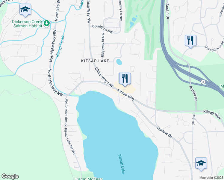 map of restaurants, bars, coffee shops, grocery stores, and more near 2001 Northlake Way Northwest in Bremerton