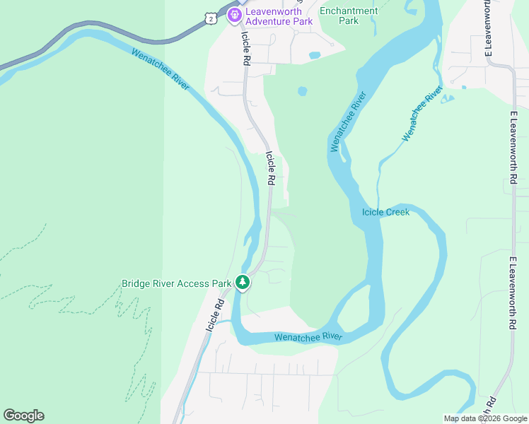 map of restaurants, bars, coffee shops, grocery stores, and more near 8949 Icicle Road in Leavenworth