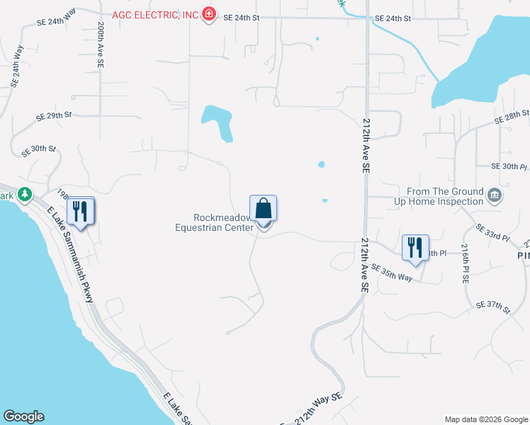 map of restaurants, bars, coffee shops, grocery stores, and more near 20722 Southeast 34th Street in Sammamish