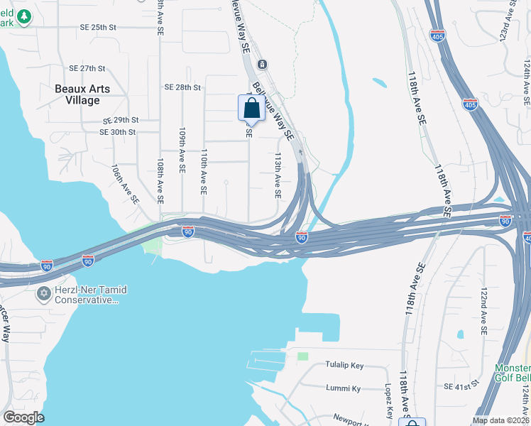 map of restaurants, bars, coffee shops, grocery stores, and more near 11262 Southeast 34th Street in Bellevue