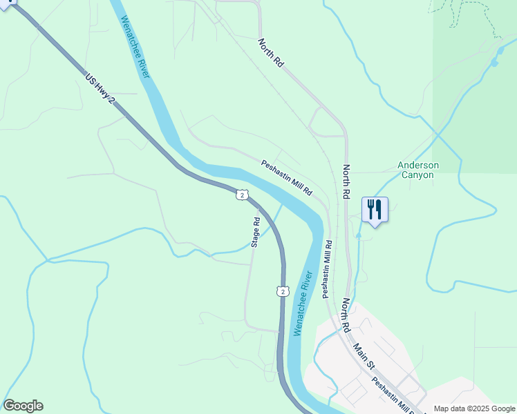 map of restaurants, bars, coffee shops, grocery stores, and more near 18017 U.S. 2 in Leavenworth