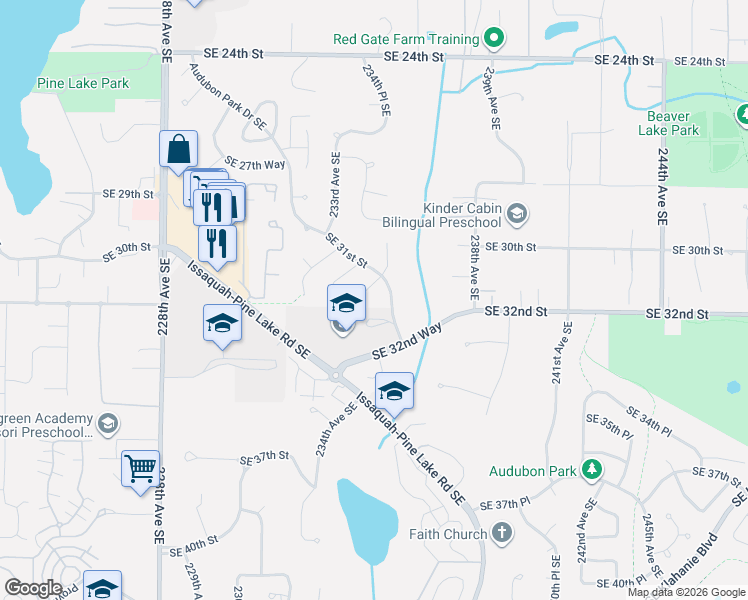 map of restaurants, bars, coffee shops, grocery stores, and more near 3114 235th Avenue Southeast in Sammamish