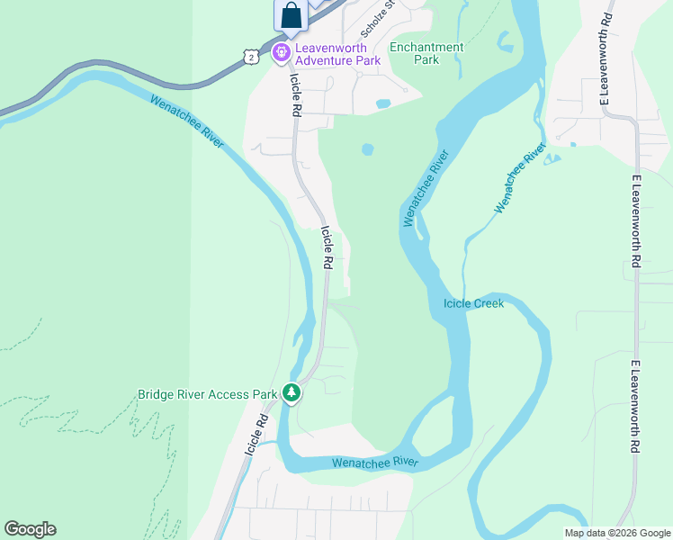 map of restaurants, bars, coffee shops, grocery stores, and more near 9031 Icicle Road in Leavenworth