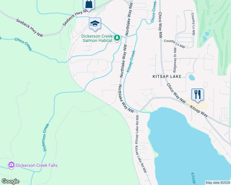 map of restaurants, bars, coffee shops, grocery stores, and more near 4792 Leber Lane Northwest in Bremerton