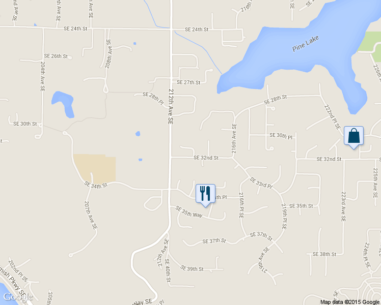 map of restaurants, bars, coffee shops, grocery stores, and more near 3119 213th Place Southeast in Issaquah