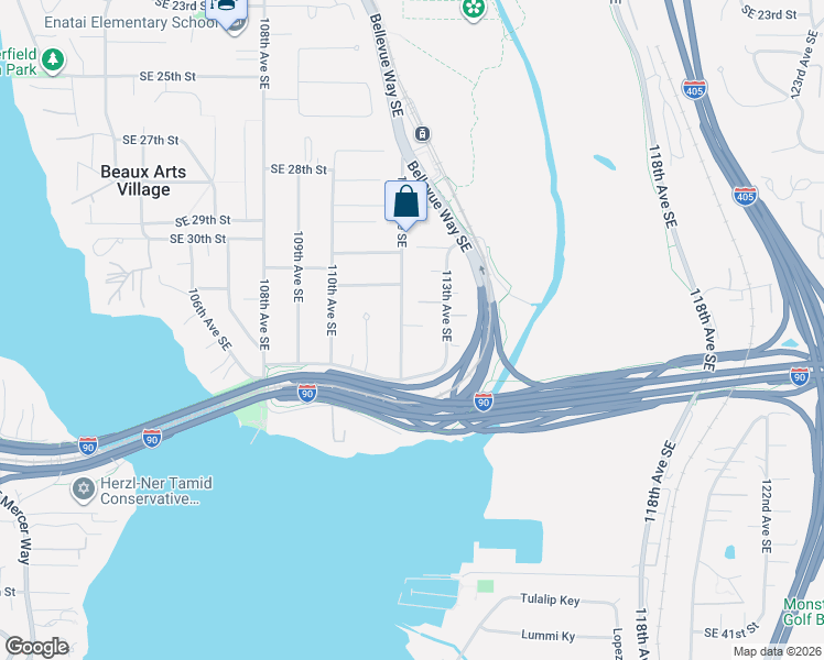 map of restaurants, bars, coffee shops, grocery stores, and more near 3232 112th Avenue Southeast in Bellevue