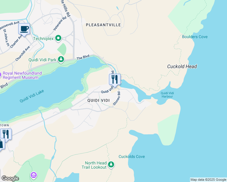 map of restaurants, bars, coffee shops, grocery stores, and more near 2 Barrows Road in St. John's