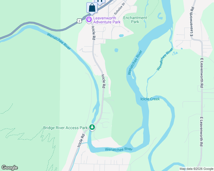 map of restaurants, bars, coffee shops, grocery stores, and more near 9031 Icicle Road in Leavenworth