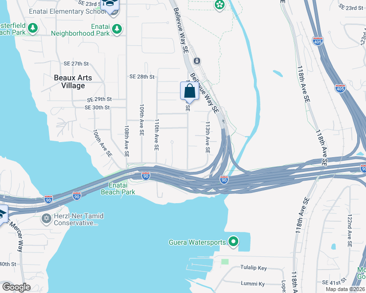 map of restaurants, bars, coffee shops, grocery stores, and more near 3231 112th Avenue Southeast in Bellevue