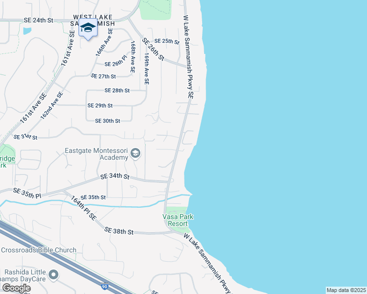 map of restaurants, bars, coffee shops, grocery stores, and more near 3204 West Lake Sammamish Parkway Southeast in Bellevue
