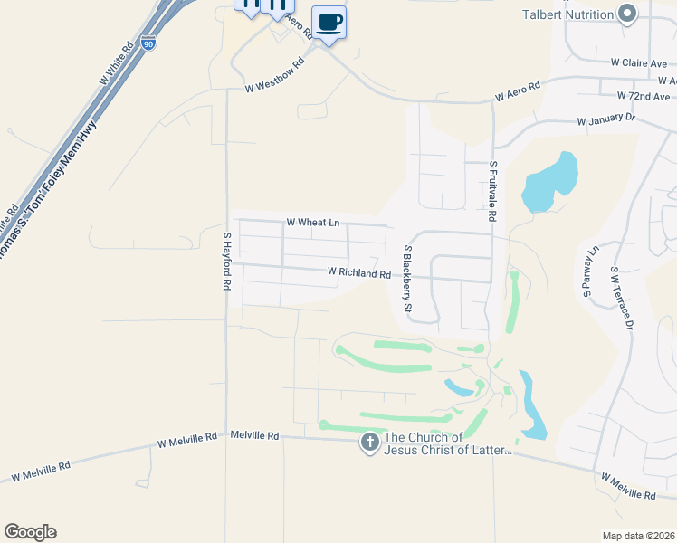 map of restaurants, bars, coffee shops, grocery stores, and more near 10452 West Richland Road in Cheney